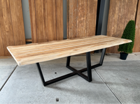 Bentley tuintafel 260cm | blank teak boomschors | kruispoot zwart