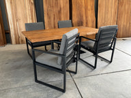 Bentley 200cm oud teak | Spinpoot  | boomschors | Nayan alu antraciet | dining tuinset 5-dlg
