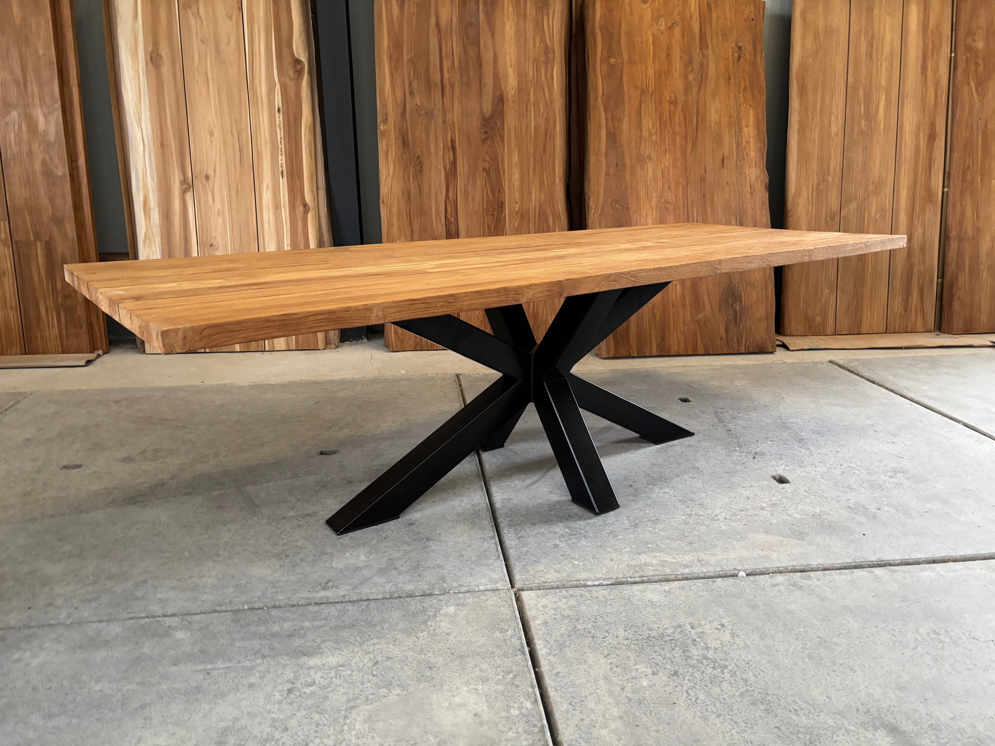 Royce 200cm oud teak | Spinpoot  | Nayan alu antraciet | dining tuinset 5-dlg