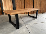 Bentley tuintafel 300cm | oud teak boomschors | U poot zwart