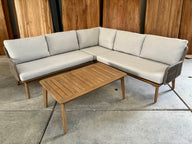 Enola loungehoek | Licht teaklook | rope taupe