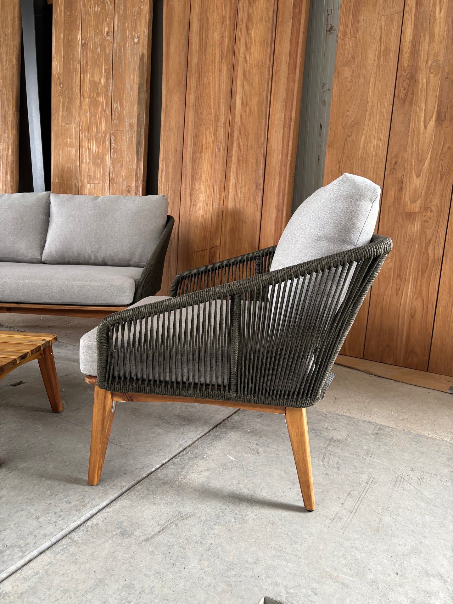 Marisol loungeset | teaklook | rope olijfgroen