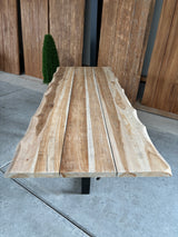 Bentley tuintafel 260cm | blank teak boomschors | matrix poot zwart