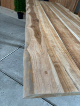 Bentley tuintafel 260cm | blank teak boomschors | kruispoot zwart