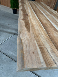 Bentley tuintafel 260cm | blank teak boomschors | kruispoot zwart