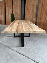 Bentley tuintafel 260cm | blank teak boomschors | kruispoot zwart