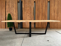 Bentley tuintafel 260cm | blank teak boomschors | kruispoot zwart