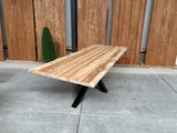 Bentley tuintafel 260cm | blank teak boomschors | matrix poot zwart