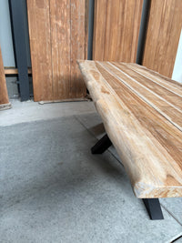Bentley tuintafel 260cm | blank teak boomschors | matrix poot zwart