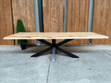 Bentley tuintafel 260cm | blank teak boomschors | matrix poot zwart