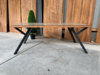 Alba tuintafel 200cm | Rustiek gerecycled teak | Y-poot zwart