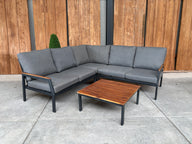 Naomi lounge hoek | Antraciet | Teak look