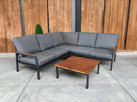 Naomi lounge hoek | Antraciet | Teak look