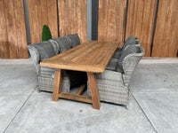 Muiderslot tuintafel 260 | gerecycled teak | Bretagne dining verstelbaar as grijs | dining tuinset 7-dlg