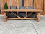 Muiderslot tuintafel 260 | gerecycled teak | Bretagne dining verstelbaar as grijs | dining tuinset 7-dlg