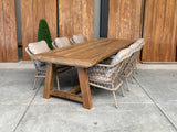 Muiderslot tuintafel 260 | gerecycled teak | Nova dining stoel beige | dining tuinset 7-dlg