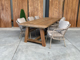 Muiderslot tuintafel 260 | gerecycled teak | Nova dining stoel beige | dining tuinset 7-dlg