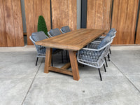 Muiderslot tuintafel 260 | gerecycled teak | Nova dining stoel lichtgrijs | dining tuinset 7-dlg