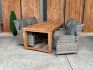 Windsor 180cm oud teak |Bretagne dining verstelbaar as grijs| dining tuinset 5-dlg