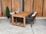 Windsor 180cm oud teak | Marisol dining stoel olijfgroen | dining tuinset 5-dlg