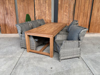 Windsor 240cm oud teak |Bretagne dining verstelbaar as grijs| dining tuinset 7-dlg