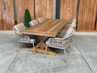 Slot Loevestein tuintafel 260 | gerecycled teak | Luna dining stoel beige | dining tuinset 7-dlg