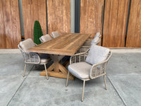 Slot Loevestein tuintafel 260 | gerecycled teak | Luna dining stoel beige | dining tuinset 7-dlg