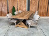 Slot Loevestein tuintafel 260 | gerecycled teak | Nova dining stoel beige | dining tuinset 7-dlg