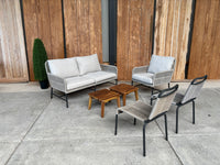 Cayenne loungeset | Antraciet | Teak look | Rope lichtgrijs