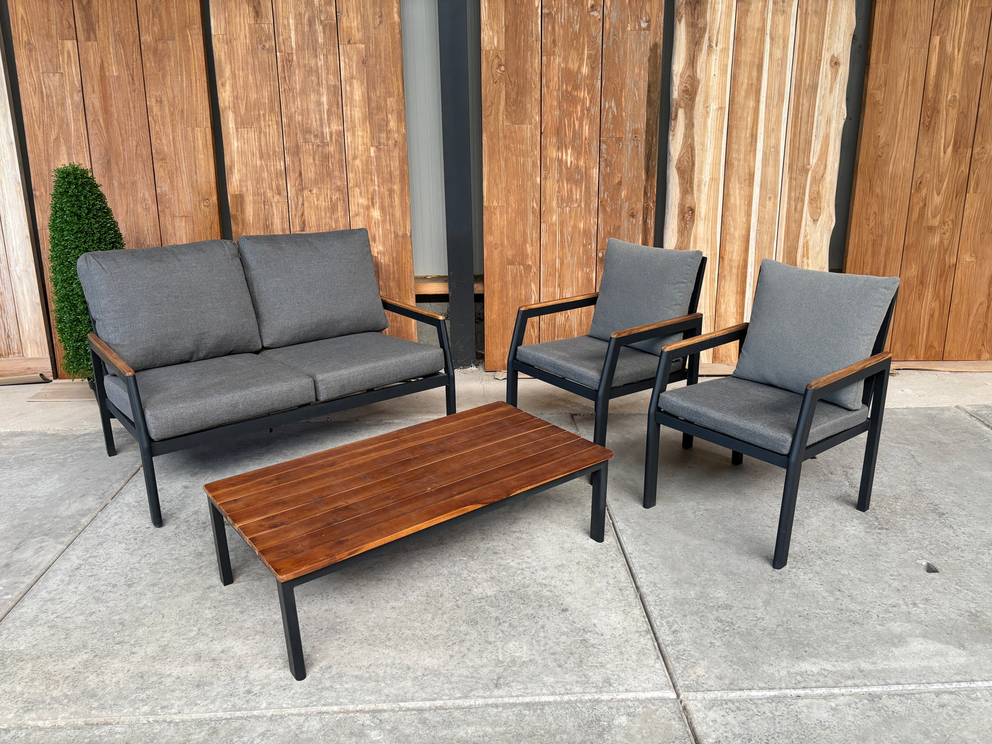 Naomi loungeset | Antraciet | Teak look