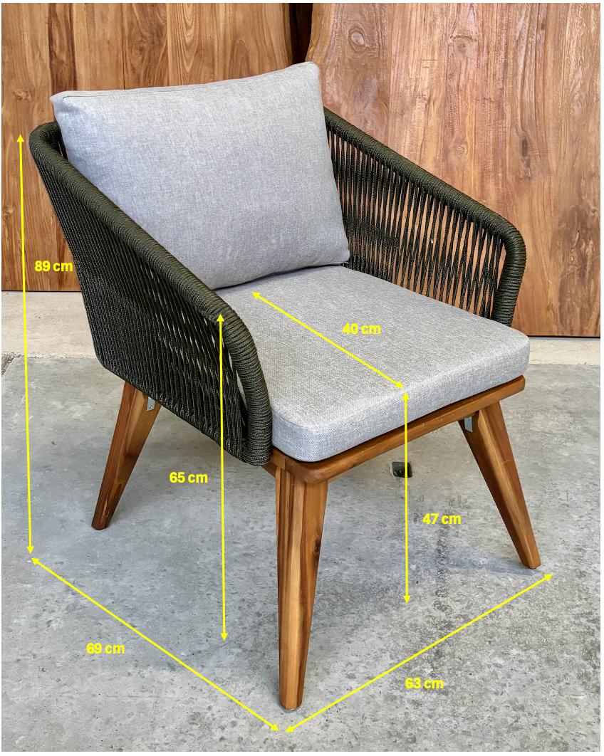 Windsor 180cm oud teak | Marisol dining stoel olijfgroen | dining tuinset 5-dlg