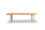 Bentley tuintafel 260cm | oud teak boomschors | U poot beige