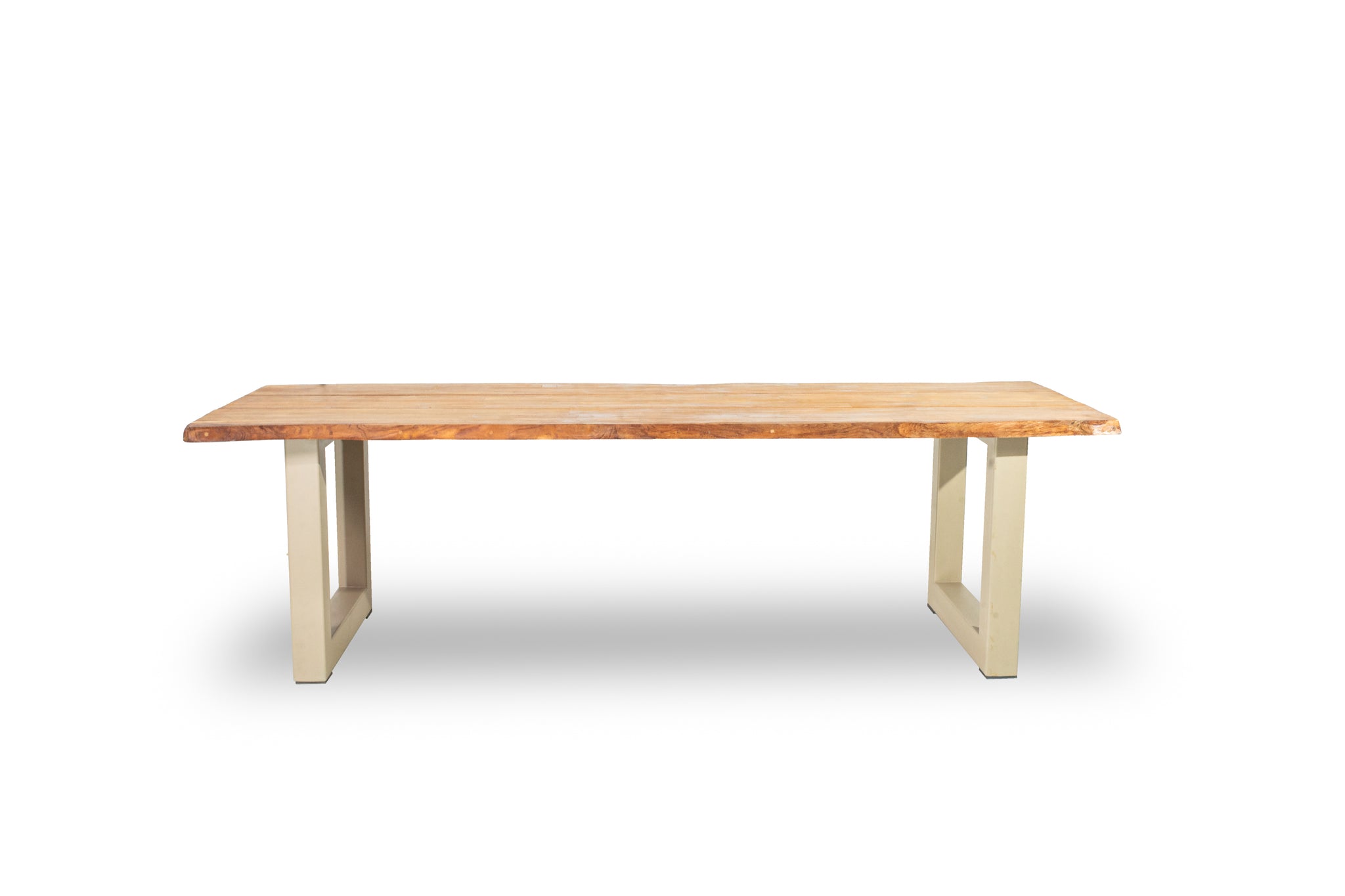 Bentley tuintafel 260cm | oud teak boomschors | U poot beige