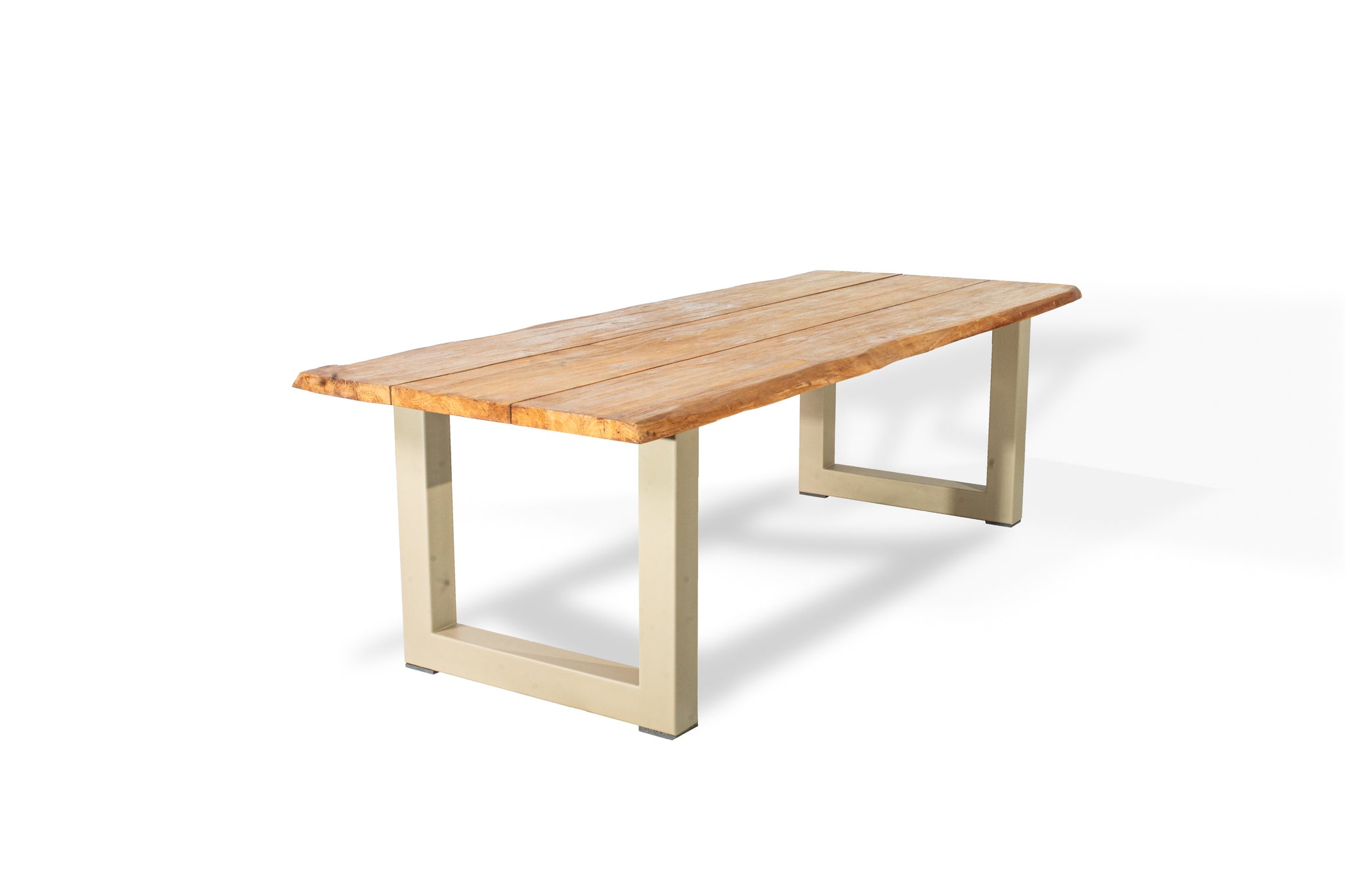 Bentley tuintafel 260cm | oud teak boomschors | U poot beige