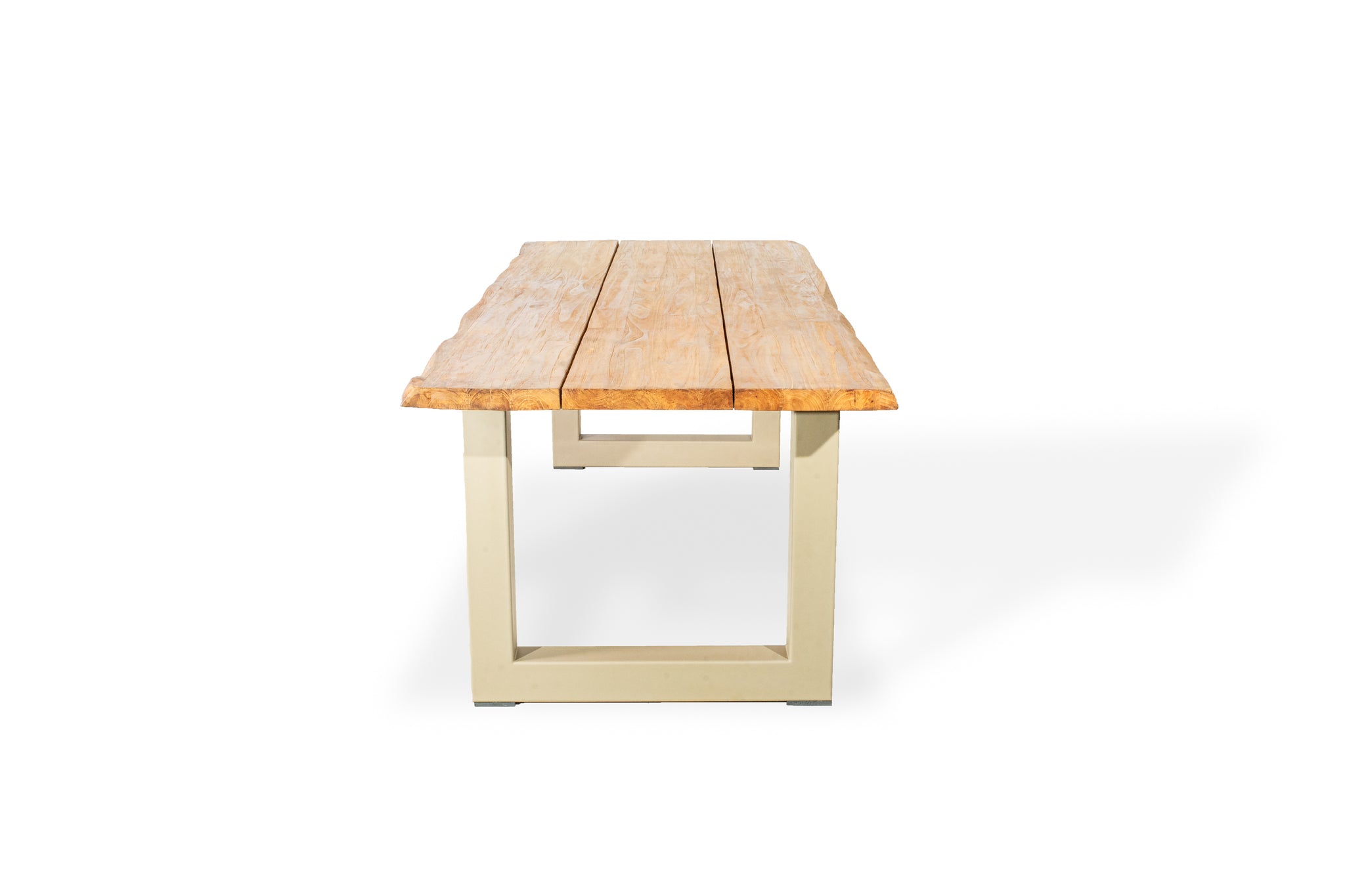 Bentley tuintafel 260cm | oud teak boomschors | U poot beige