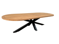 Maybach tuintafel ovaal 220cm | Oud teak | Spinpoot zwart