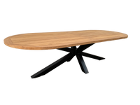 Maybach tuintafel ovaal 220cm | Oud teak | Spinpoot zwart