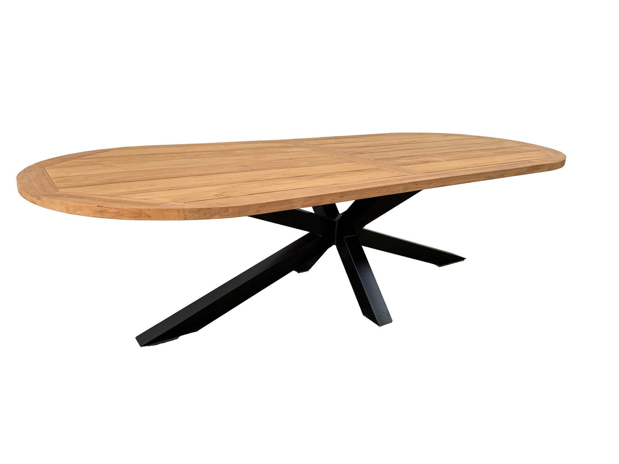 Maybach tuintafel ovaal 220cm | Oud teak | Spinpoot zwart
