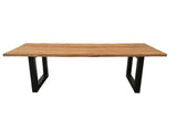 Bentley tuintafel 300cm | oud teak boomschors | U poot zwart