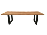 Bentley tuintafel 300cm | oud teak boomschors | U poot zwart