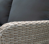 Lena lounge corner | wicker lichtgrijs |  2 teak look koffie tafels