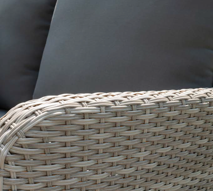Lena lounge corner | wicker lichtgrijs |  2 teak look koffie tafels