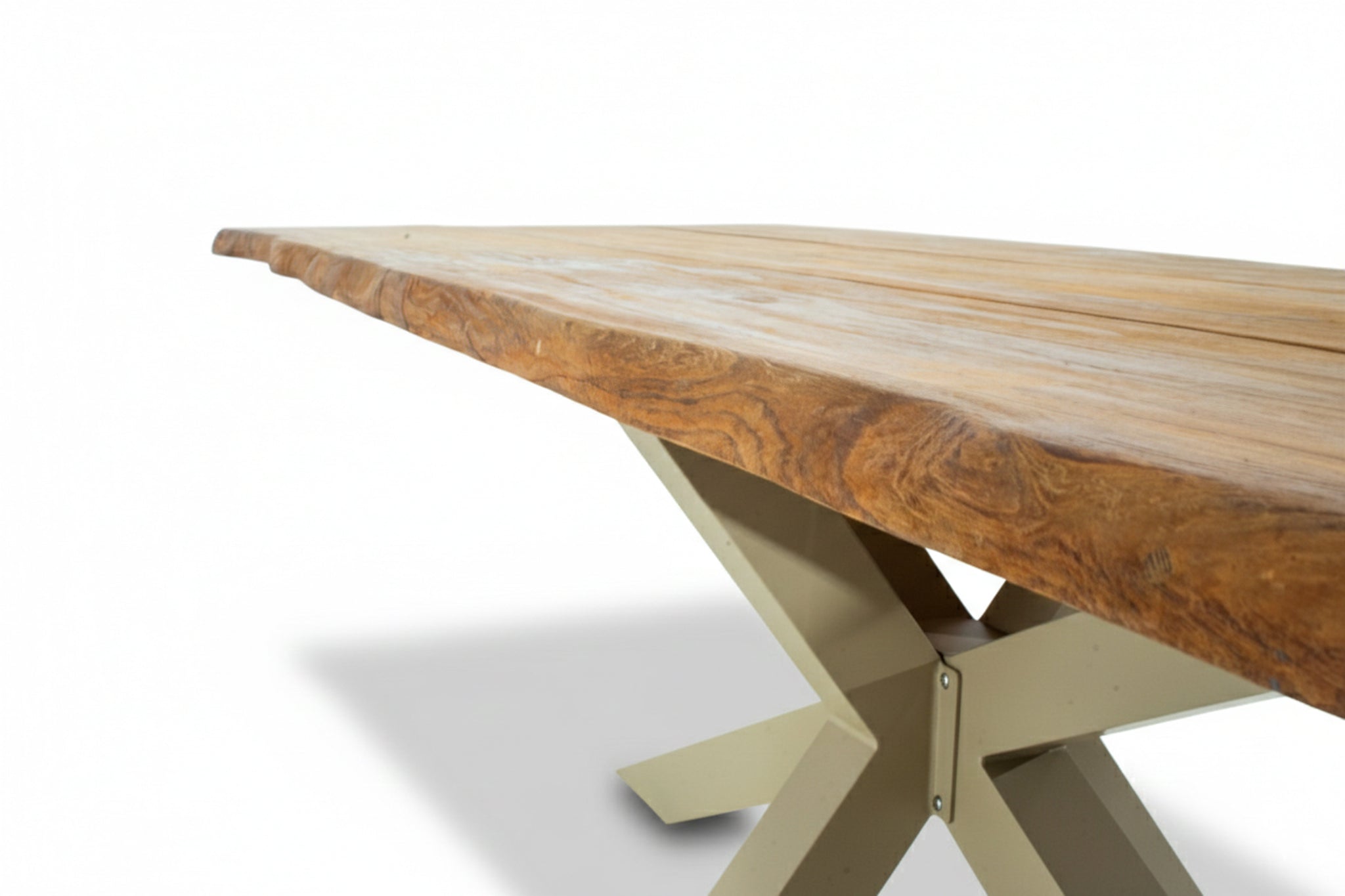 Bentley tuintafel 200cm | oud teak boomschors | matrix poot beige