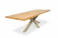 Bentley tuintafel 260cm | oud teak boomschors | matrix poot beige