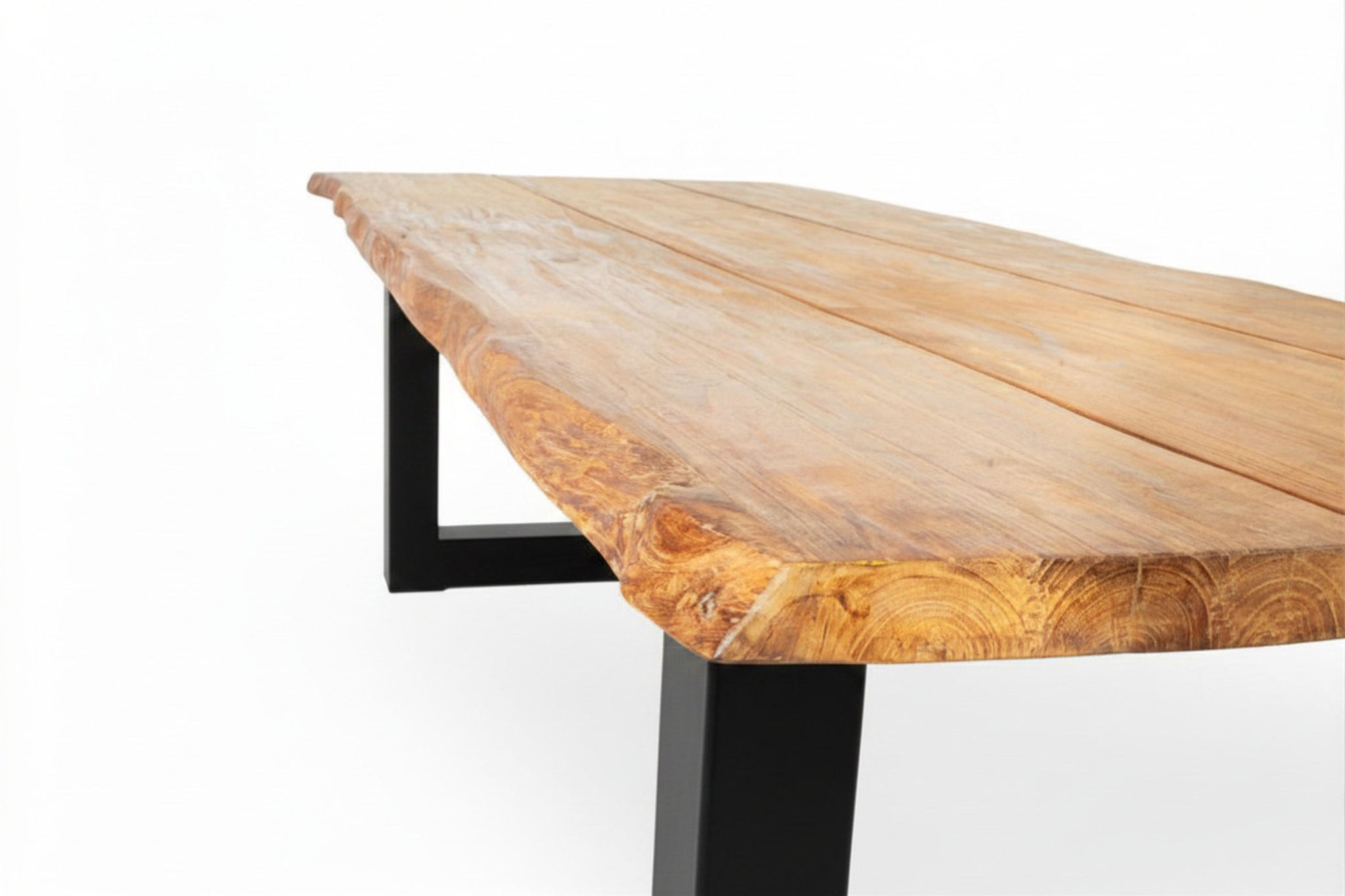 Bentley 260cm oud teak | Boomstam | U poot zwart | Nova dining stoel lichtgrijs | dining tuinset 7-dlg