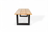 Bentley 260cm oud teak | Boomstam | U poot zwart | Nova dining stoel lichtgrijs | dining tuinset 7-dlg