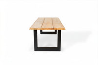 Bentley 260cm oud teak | Boomstam | U poot zwart | Nova dining stoel lichtgrijs | dining tuinset 7-dlg