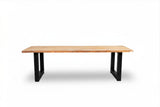 Bentley 260cm oud teak | Boomstam | U poot zwart | Nova dining stoel lichtgrijs | dining tuinset 7-dlg