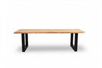 Bentley 260cm oud teak | Boomstam | U poot zwart | Nova dining stoel lichtgrijs | dining tuinset 7-dlg