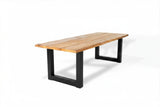 Bentley 260cm oud teak | Boomstam | U poot zwart | Nova dining stoel lichtgrijs | dining tuinset 7-dlg